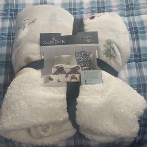 Cuddl Duds snowman reversible blanket throw NWT